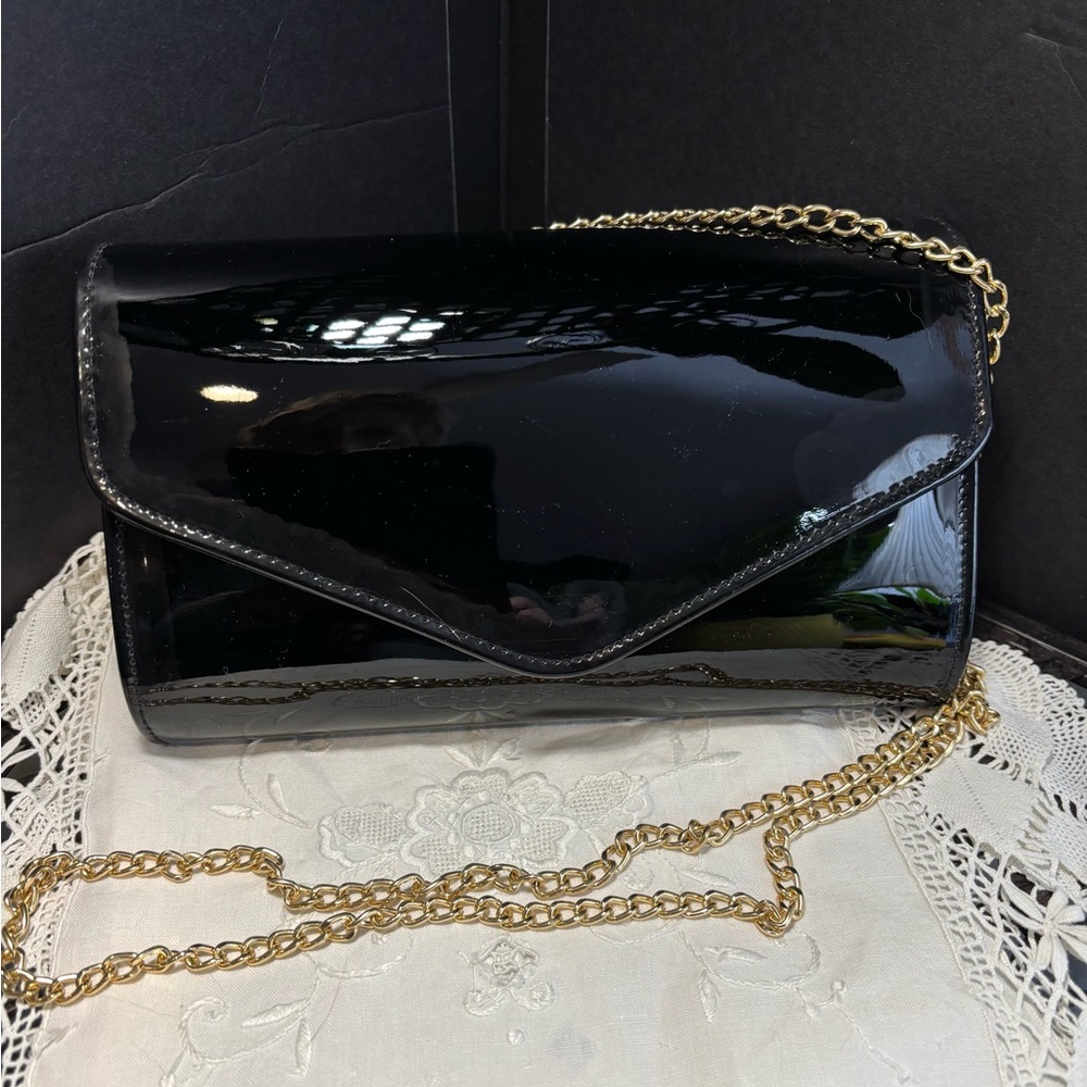 Elegant Black Patent Leather Clutch